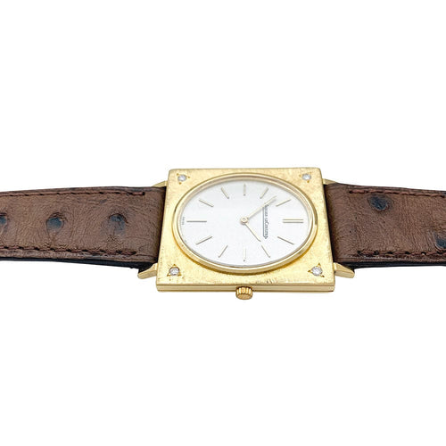 Montre Montre Jaeger Lecoultre en or jaune, diamants, bracelet cuir. 58 Facettes 29595