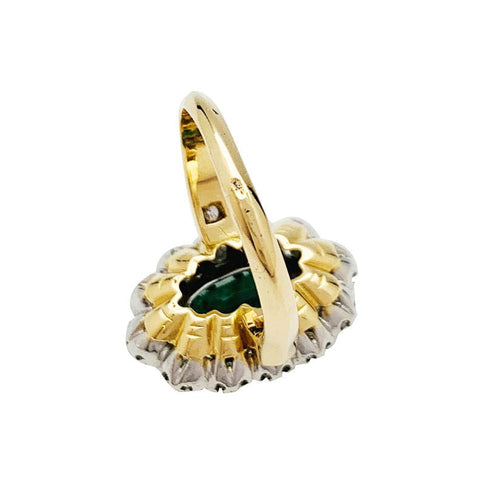 Bague 54 Bague pompadour or jaune et platine, émeraude 2.70 carats, diamants. 58 Facettes 30765