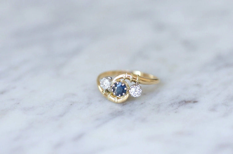 Bague Bague Toi et Moi Saphir & Diamants 58 Facettes