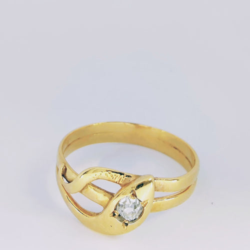 Bague Bague serpent en or jaune et diamant 58 Facettes 5606