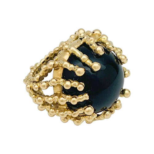 Bague 53 Bague Garnazelle "Boules d'amour" en or jaune et onyx. 58 Facettes 31578