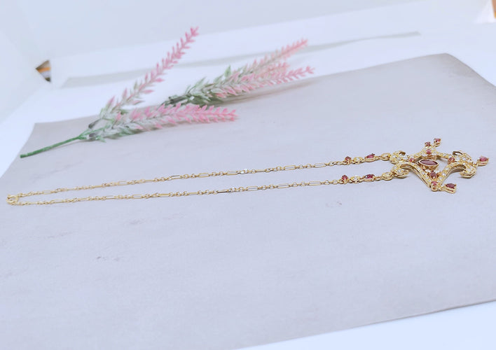 Collier Collier des Années 1980-1990 Rubis Diamants 58 Facettes AA 1514