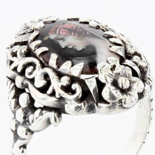 Bague 53 Bague ancienne argent émail 58 Facettes 22-072
