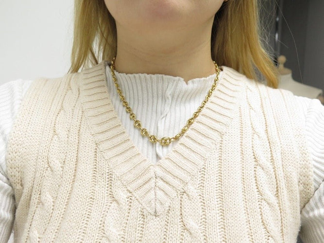 Collier parure collier + boucles d'oreilles maille grain de cafe or 18k 58 Facettes 258005
