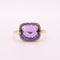 Bague Bague or jaune Améthyste entourage diamants 58 Facettes