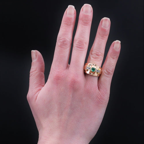 Bague 56 Bague ancienne tank émeraude diamants 58 Facettes 22-621