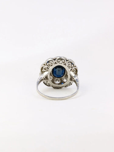 Bague Bague Belle Epoque platine saphir diamants 58 Facettes J26
