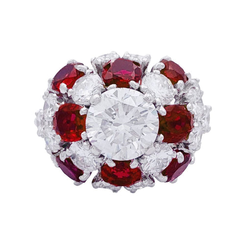 Bague 52 Bague platine, diamants, rubis. 58 Facettes 33584