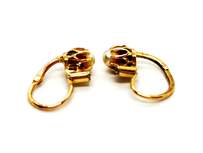 Boucles d'oreilles Boucles d'oreilles Dormeuses Or jaune Perle 58 Facettes 1467981CN