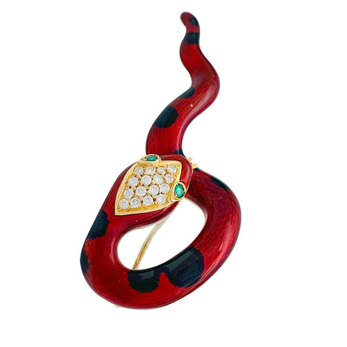 Broche Broche David Webb, "Serpent", émail, diamants et émeraudes. 58 Facettes 31590