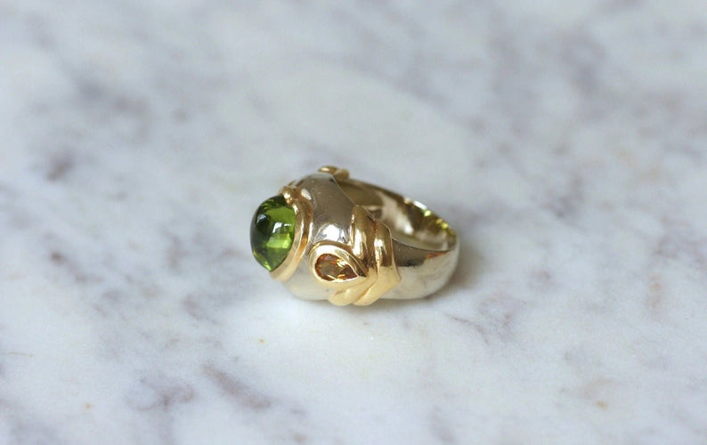 Bague Bague boule coeur péridot et citrines 58 Facettes