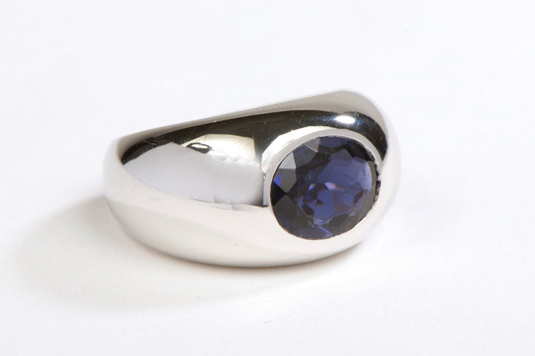 Bague 53 Bague Jonc Or blanc Iolite 58 Facettes 05300CD
