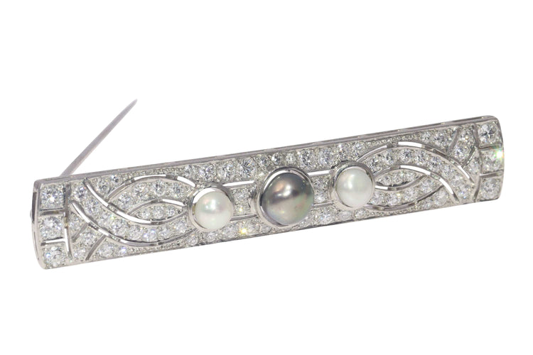 Broche Broche vintage platine diamants et perles 58 Facettes 23180-0375
