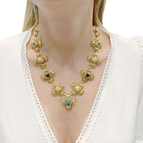 Collier Parure M. Gérard or jaune, pierres de couleur. 58 Facettes 33099