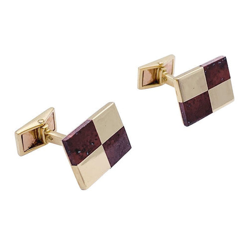 Boutons de manchette Boutons de manchette Fred, or jaune et jaspe. 58 Facettes 32692