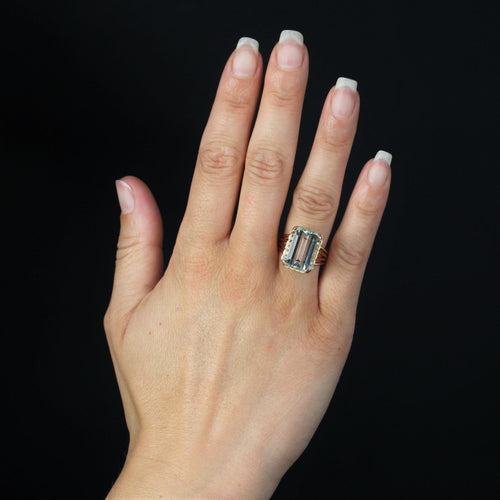 Bague 56 Bague aigue-marine et or rose 58 Facettes 23-191