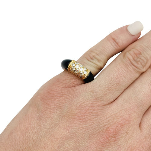 Bague 46 Bague Van Cleef & Arpels, "Philippine", or jaune, onyx. 58 Facettes 33254