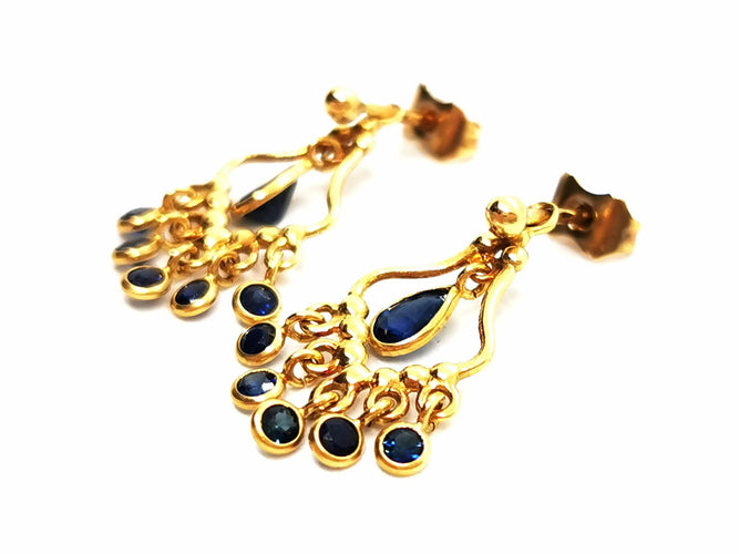 Boucles d'oreilles Boucles d'oreilles Pendantes Or jaune Saphir 58 Facettes 1292373CN