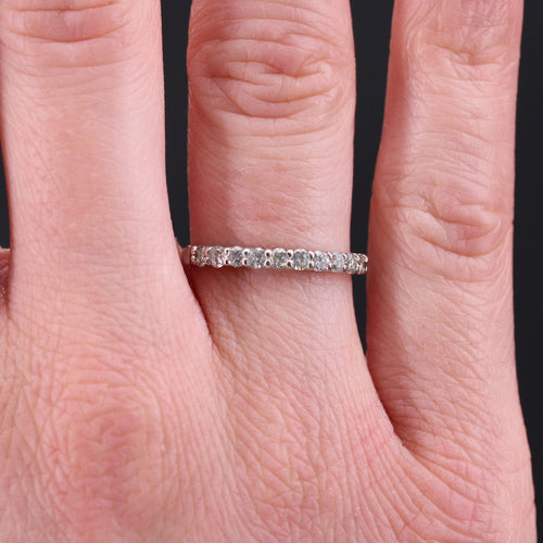 Bague 55 Demi alliance fine diamants or blanc 58 Facettes 22-457A