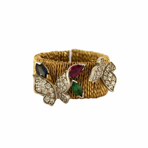 Bague 53 BAGUE "BUTTERFLY" DIAMANTS RUBIS SAPHIR EMERAUDE 58 Facettes BO/230098