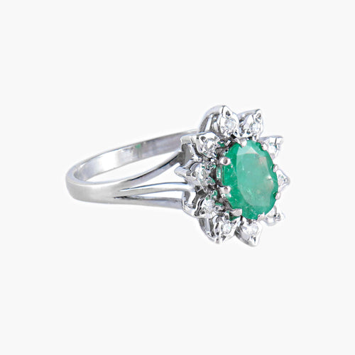 Bague Bague Marguerite Emeraude Diamants 58 Facettes