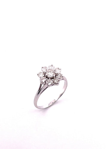 Bague 56 Bague marguerite platine diamants 58 Facettes