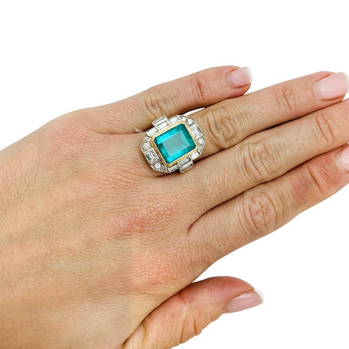 Bague 55 Bague deux ors émeraude et diamants. 58 Facettes 30866