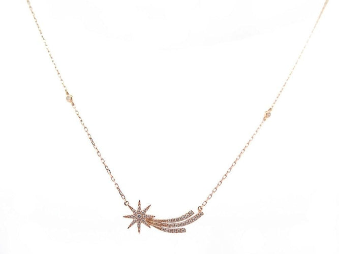 Collier collier DJULA etoile filante 40 a 43 cm en or rose 18k & diamants 58 Facettes 251960
