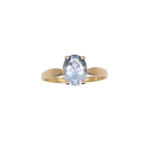 Bague Bague or jaune 18k Aigue-Marine ovale 58 Facettes