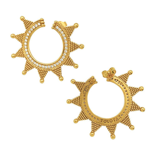 Boucles d'oreilles Boucles d'oreilles Zolotas, "Helios" en or jaune et diamants. 58 Facettes 31824