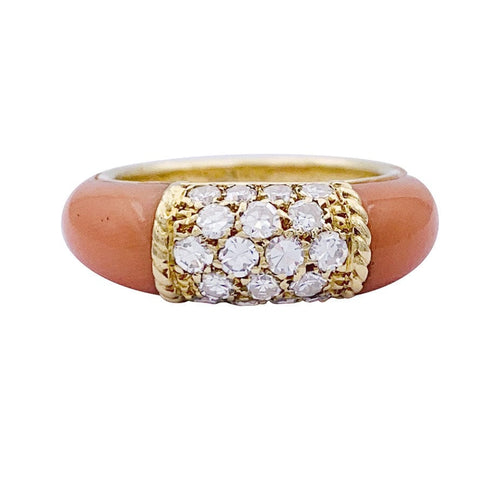 Bague 51 Bague Van Cleef & Arpels "Philippine", or jaune, corail rose et diamants. 58 Facettes 33166