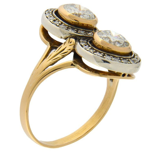 Bague 53 Anello in oro giallo e argento con diamanti 58 Facettes G3492