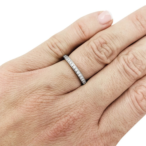 Bague 50 Alliance Tiffany, " Tiffany Legacy", platine, diamants. 58 Facettes 30776