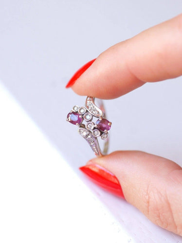 Bague de fiançailles Vintage or, rubis, et diamants 58 Facettes
