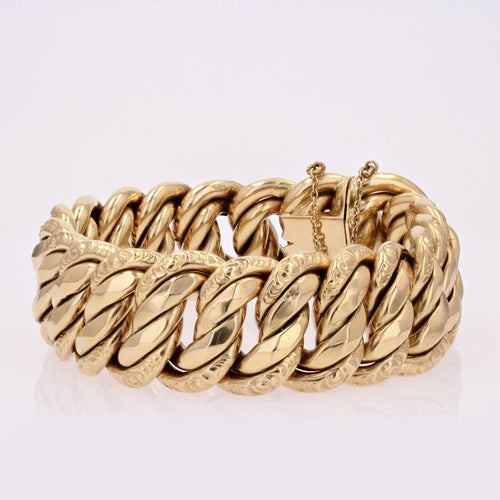 Bracelet Bracelet gourmette en or jaune large 58 Facettes CVBR38