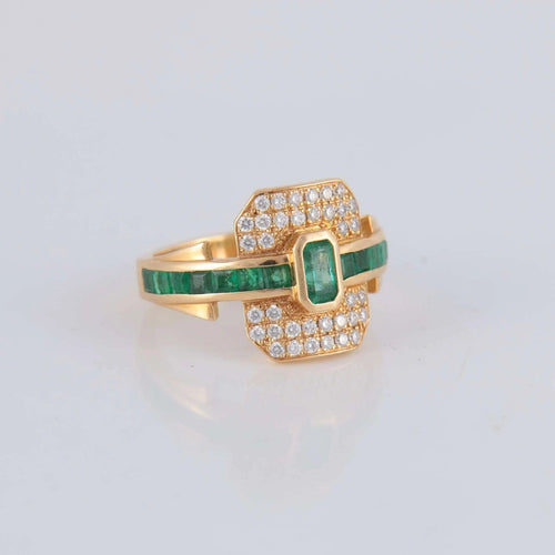 Bague Bague Emeraudes pavage Diamants 58 Facettes 1