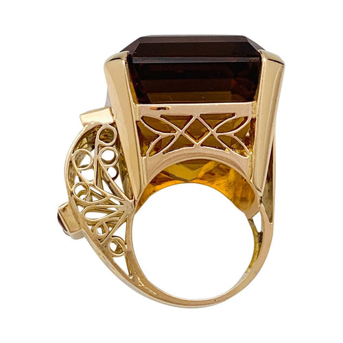 Bague 47 Bague Tank, or rose et citrines. 58 Facettes 31699