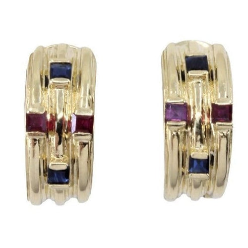 Boucles d'oreilles Boucles d'oreilles clips, saphirs, rubis 58 Facettes 063451