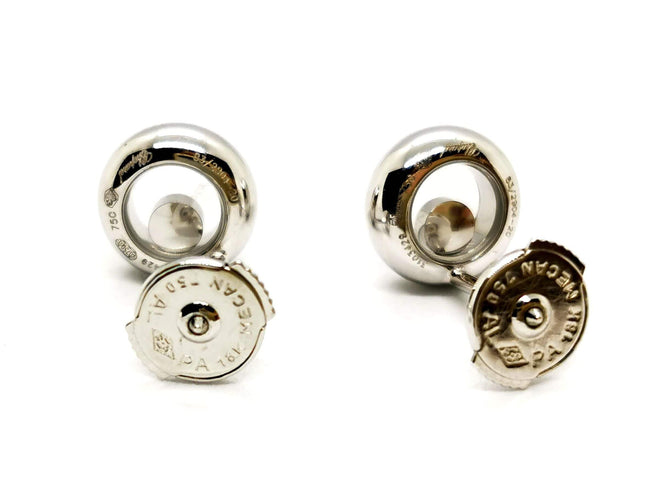 Boucles d'oreilles Chopard Boucles d'oreilles Puces Happy Diamonds Or blanc Diamant 58 Facettes 1440761CN