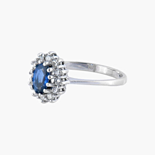 Bague Saphirs / Or Blanc / 48 BAGUE Marguerite « FLEUR » OR & SAPHIR 58 Facettes BO/220062