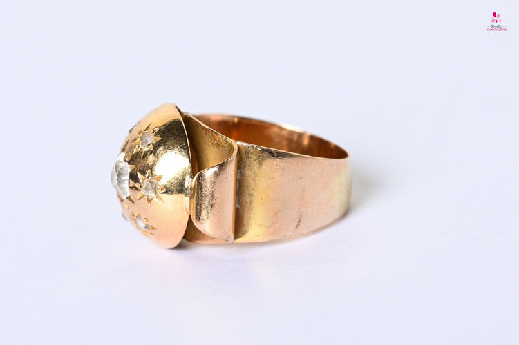 Bague 52 Bague dôme étoiles Or jaune Diamants 58 Facettes