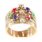Bague 59 Une bague victorienne en pierres précieuses vieille de 140 ans - saphirs, rubis, émeraudes 58 Facettes 23360-0334