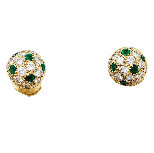 Boucles d'oreilles Boucles d'oreilles Cartier, "Mimi", or jaune, diamants, émeraudes. 58 Facettes 30968