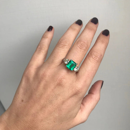 Bague Bague Platine Diamant Emeraude Colombienne 58 Facettes