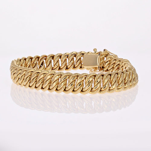 Bracelet Bracelet fin maille américaine ciselée or jaune 58 Facettes 23-224