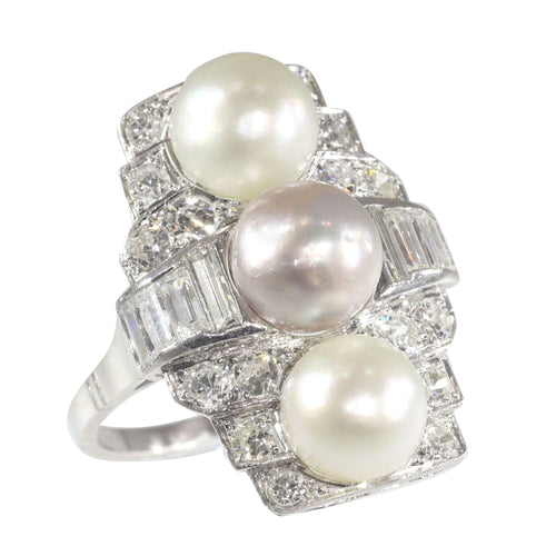 Bague 58 Bague de fiançailles diamant et perle 58 Facettes 22297-0116