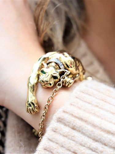 Bracelet Bracelet Panthère Or jaune Emeraude 58 Facettes 1480604CN
