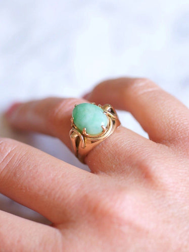 Bague Bague chevalière boule vintage en or rose et jade 58 Facettes