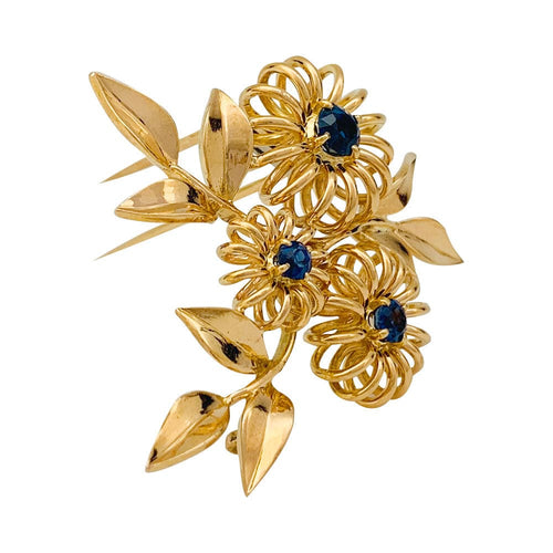 Broche Broche Boucheron "Fleurs" en or rose et saphirs. 58 Facettes 31646