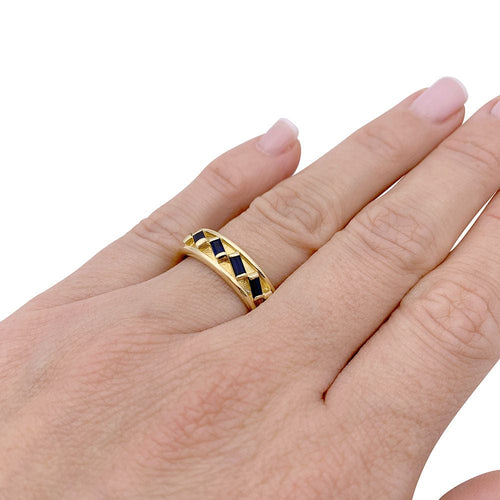 Bague 53 Bague Hermès vintage or jaune, saphirs. 58 Facettes 33213